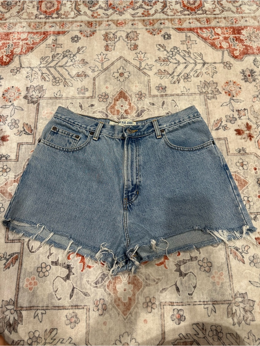 GAP Light Blue Denim High-Rise Cutoff Shorts with Frayed Hem